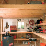 shelves inside a garage