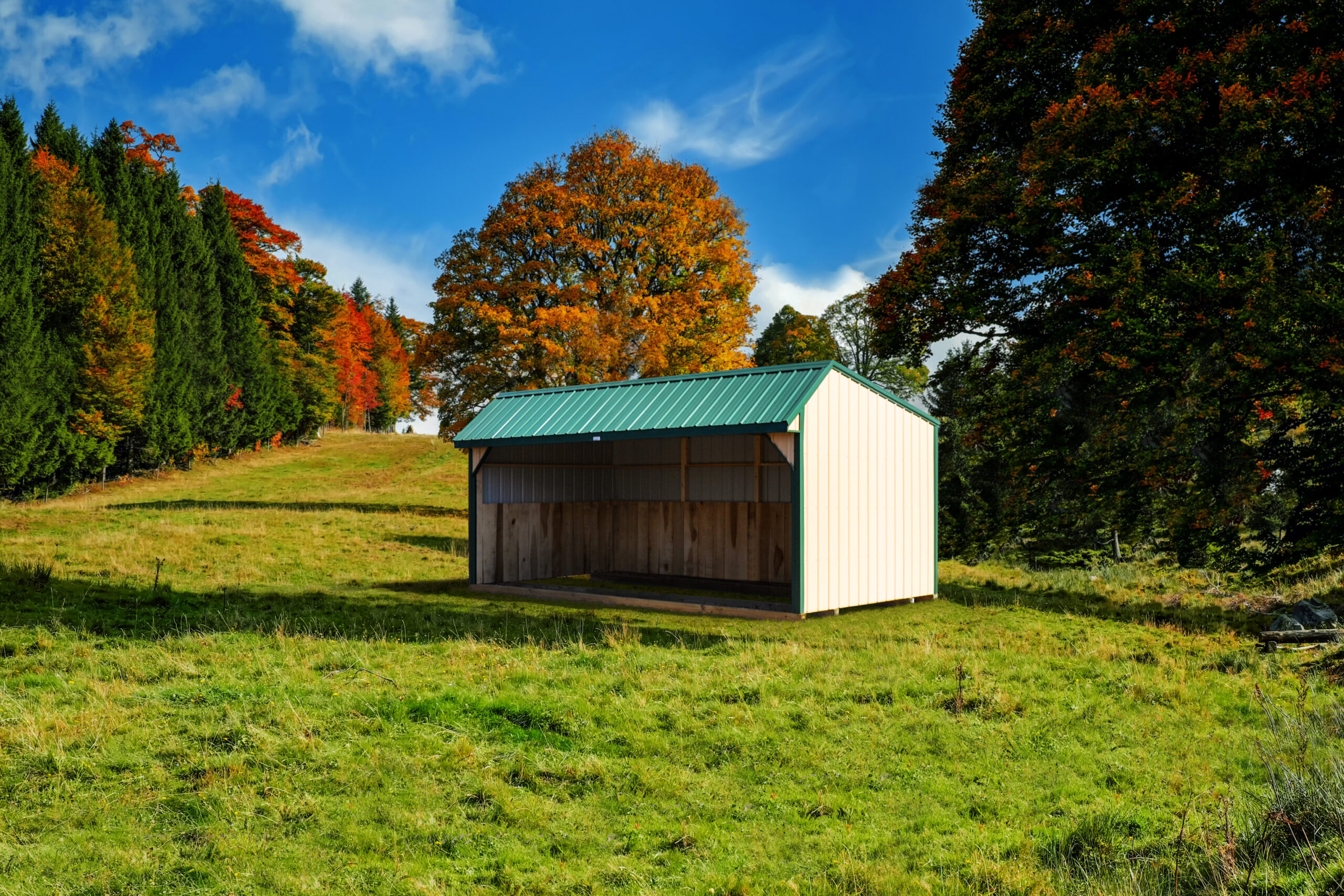 White & Green Open Barn