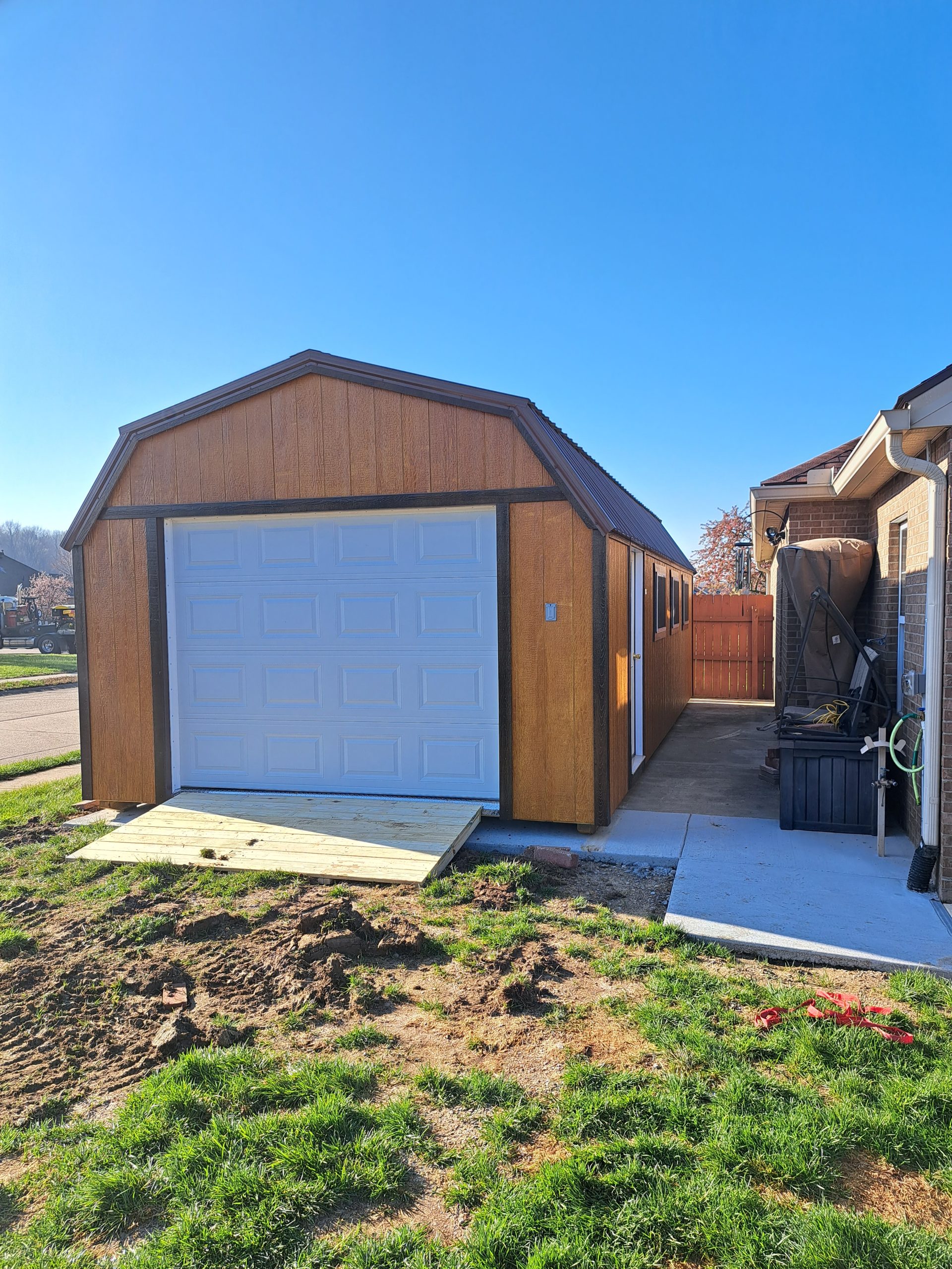 14 x 30 Stained Lofted Garage with Ramp