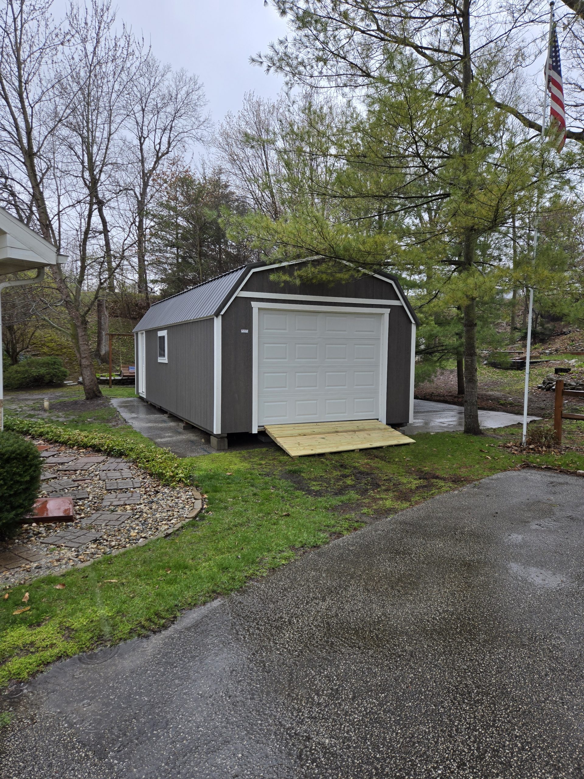 14 x 24 Painted Lofted Garage with Ramp