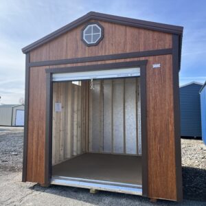 utility shed with cedar urethane siding