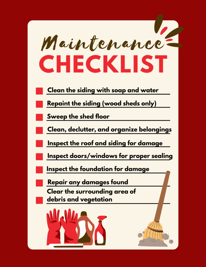 storage building maintenance checklist graphic