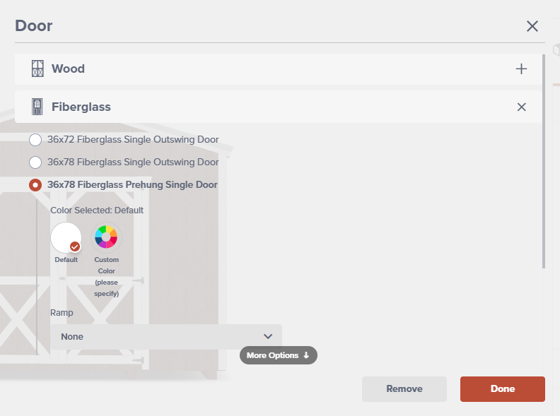 door options on Raber's 3D Builder
