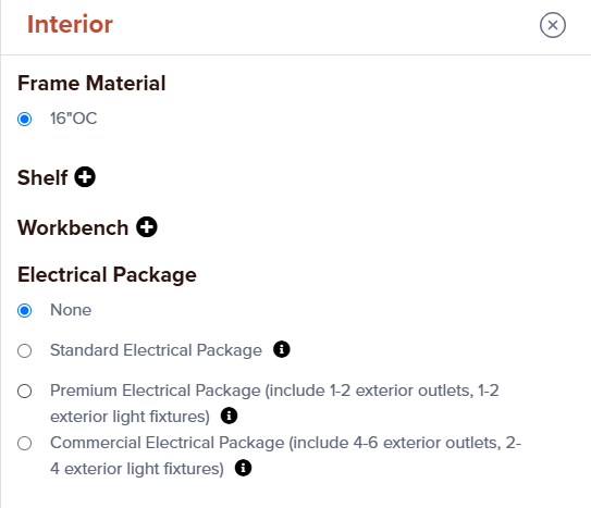 interior options on Raber's 3D Builder