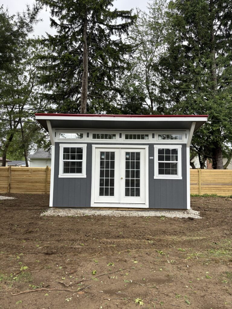 front view of classic studio shed