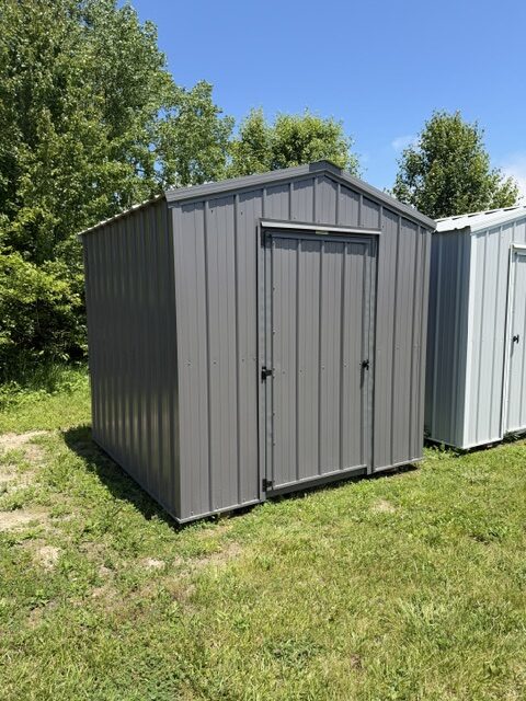 bargain barn with charcoal metal siding