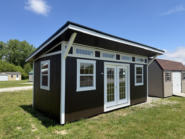 classic studio shed with transom glass