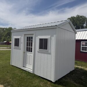 garden shed with white siding