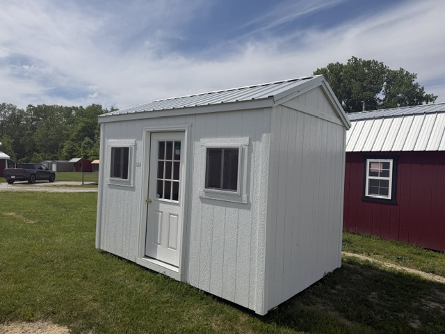 garden shed with white siding