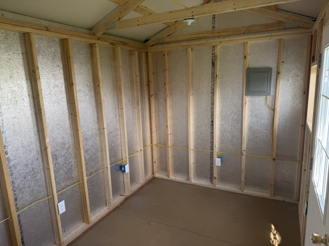 interior of garden shed with electric package