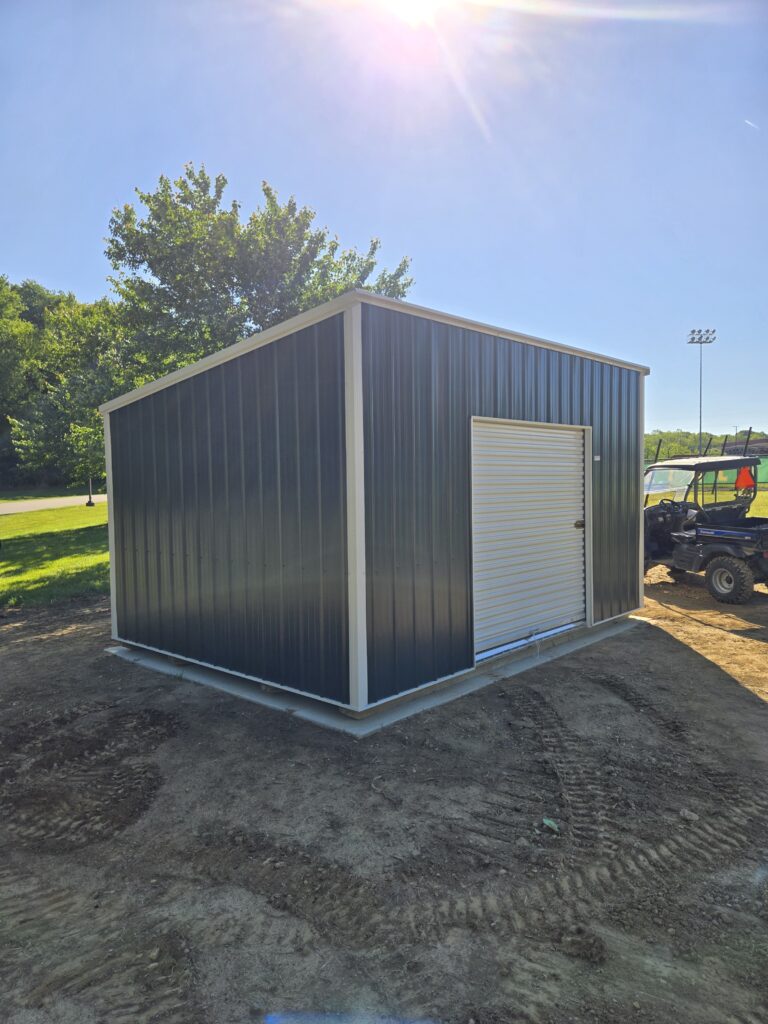 utility shed with green siding