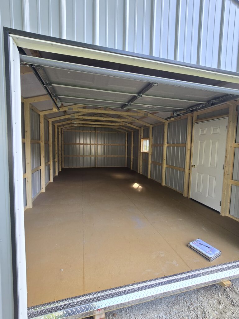 interior of one car garage